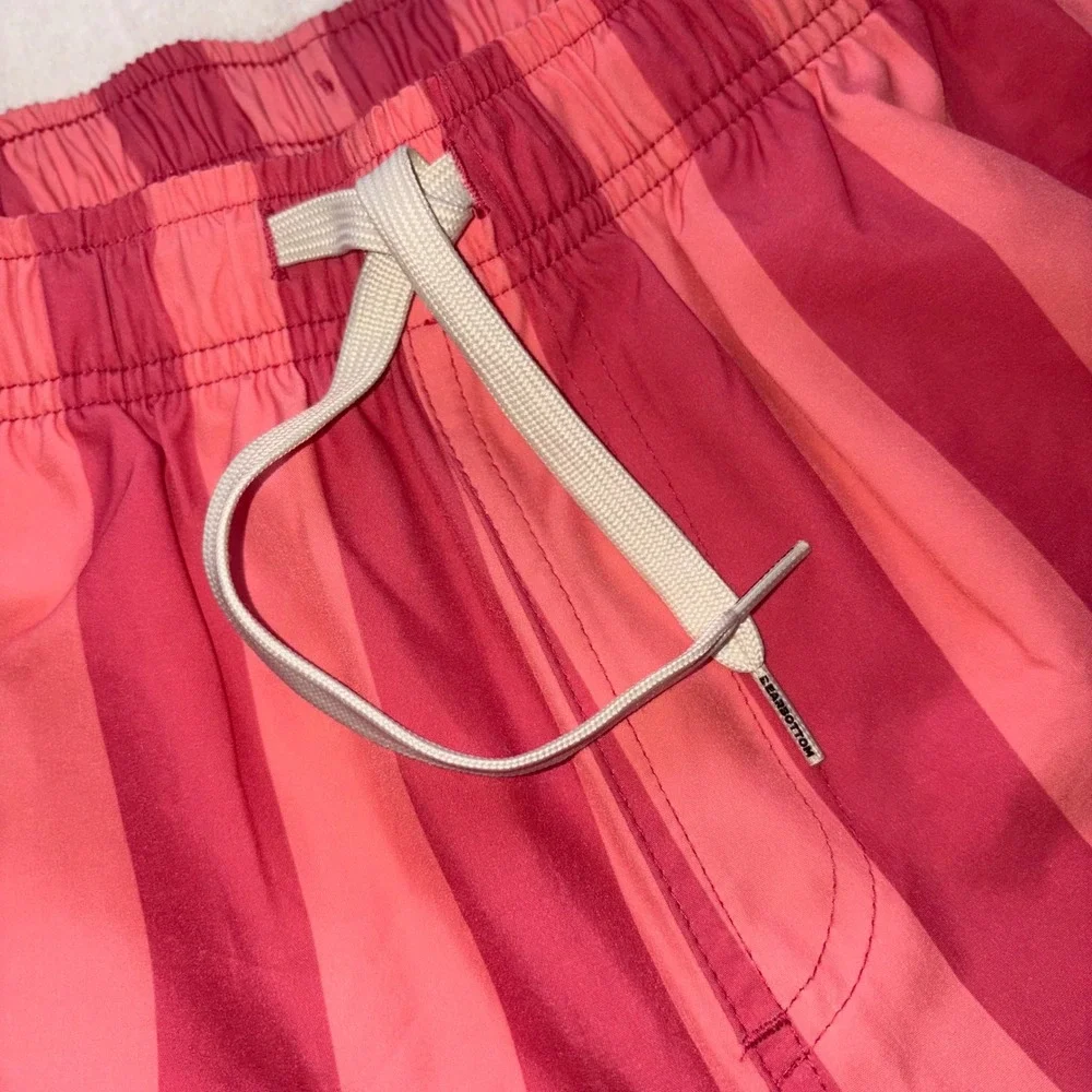 BEARBOTTOM Swim Trunks Mens Large Pink Red Striped Lined 5.5